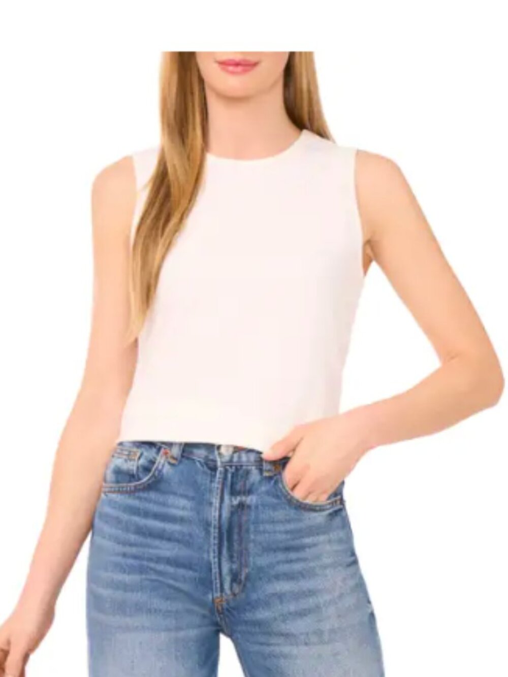 Halogen Diagonal Stripe Knit Tank Medium White